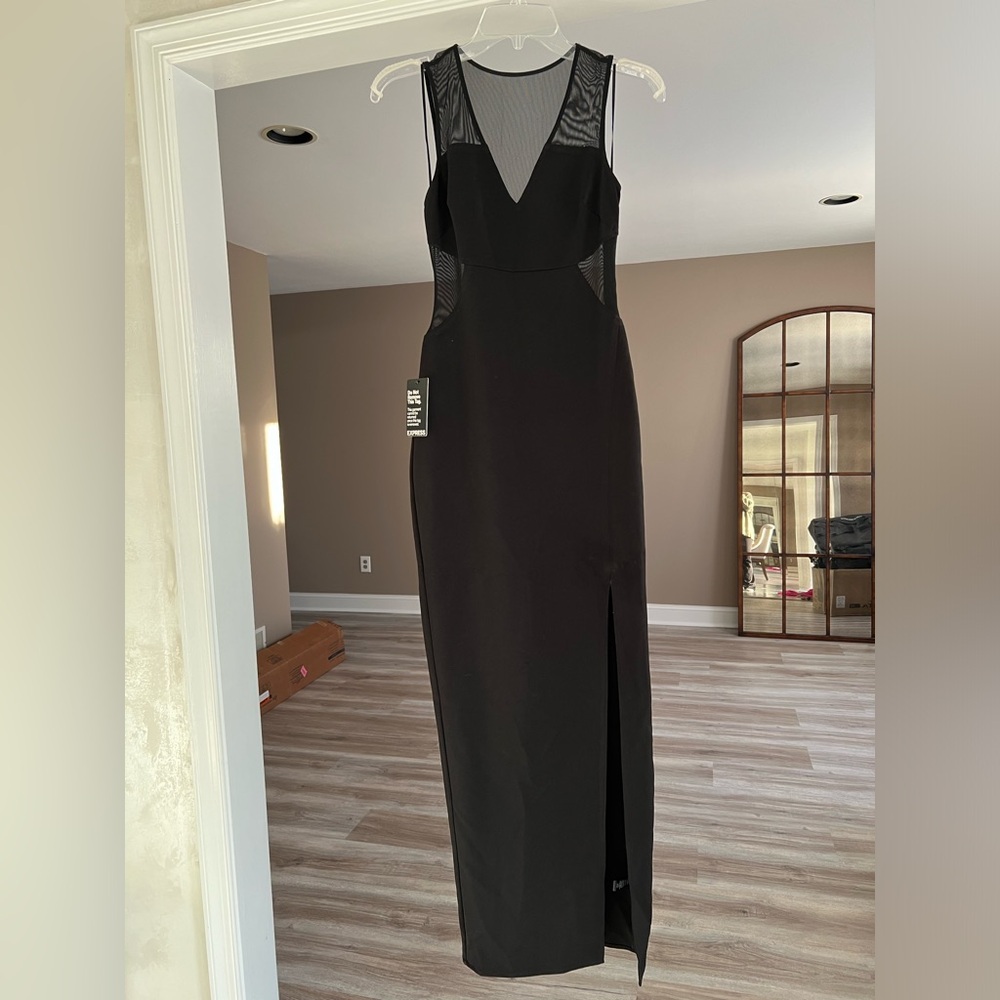 NEW EXPRESS BODYCON MESH BLACK DRESS